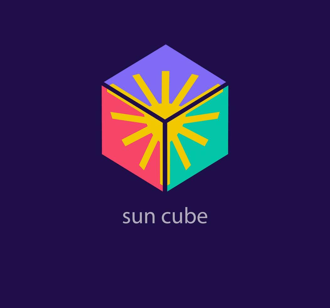 kreativ Sol kub logotyp. unik design Färg övergångar. beställnings- 3d Sol logotyp mall. vektor. vektor