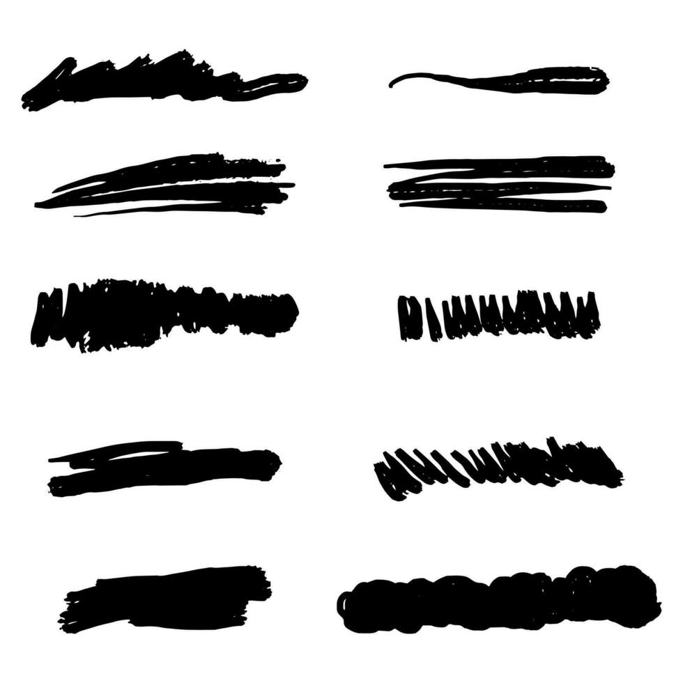 Satz von handgezeichneten Linien. Doodle-Designelement mit Unterstreichung, Scribble, Swashes, Swoops. Strudel. Vektor-Illustration vektor