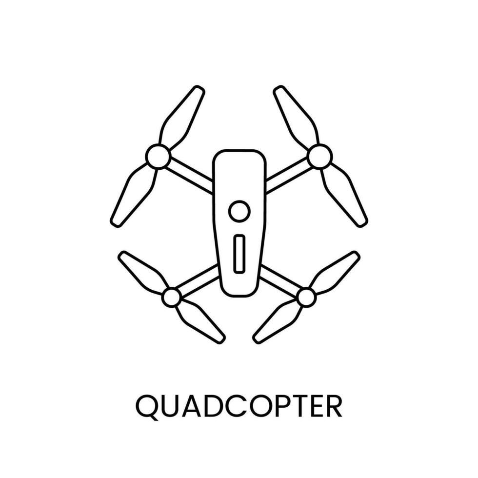 quadcopter eller Drönare linje ikon i vektor, illustration för barn uppkopplad Lagra. vektor