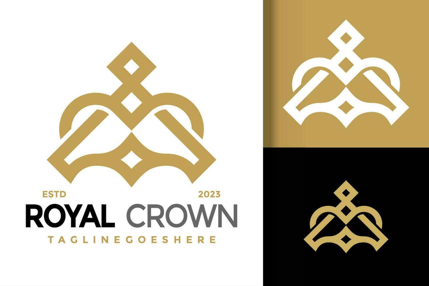 brev en kunglig krona logotyp vektor ikon illustration