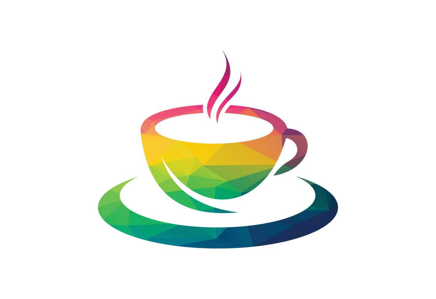 låg poly och kaffe affär, restaurang logotyp design vektor design begrepp