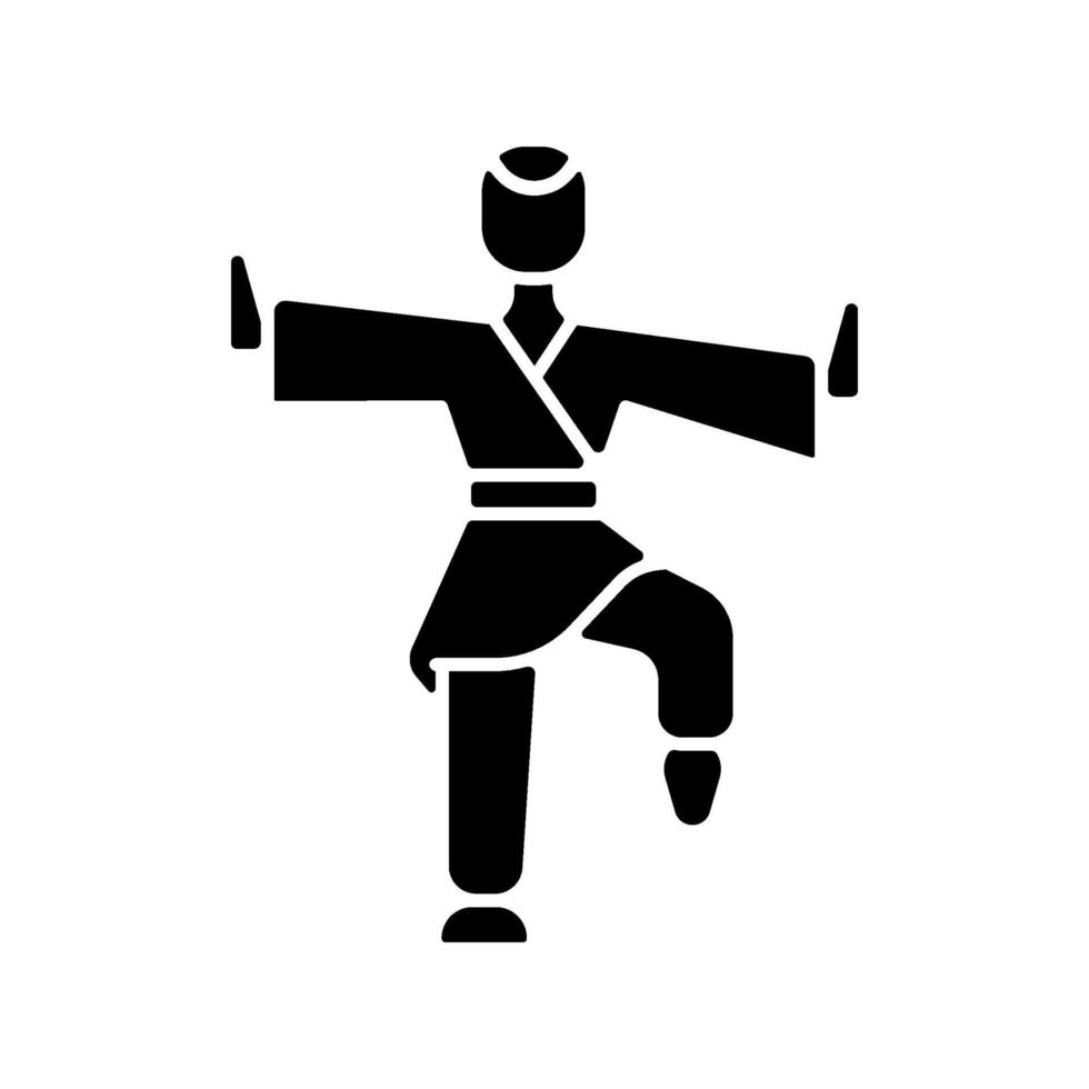 Kung Fu schwarze Glyphe Symbol vektor