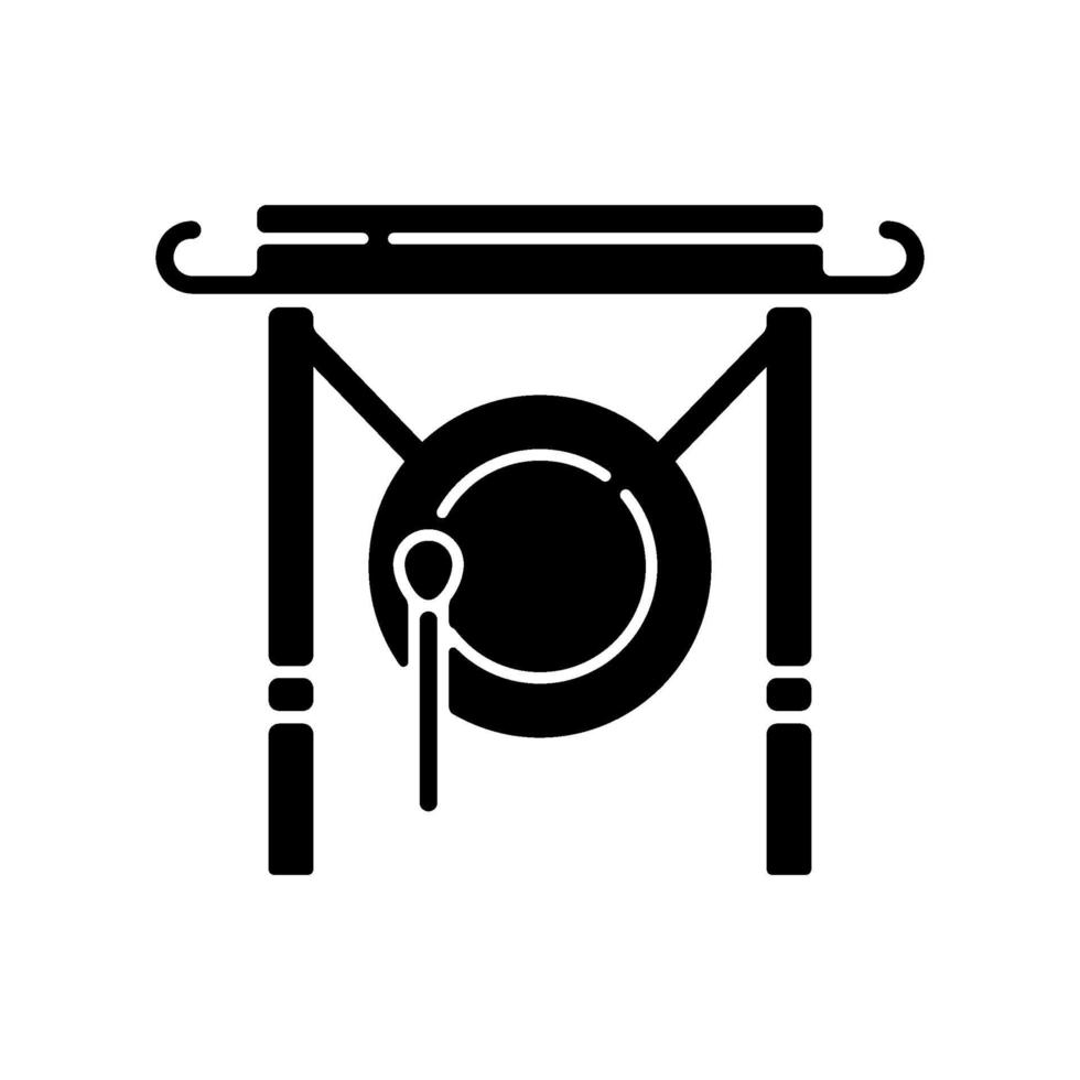 kinesisk gong svart glyph-ikon vektor