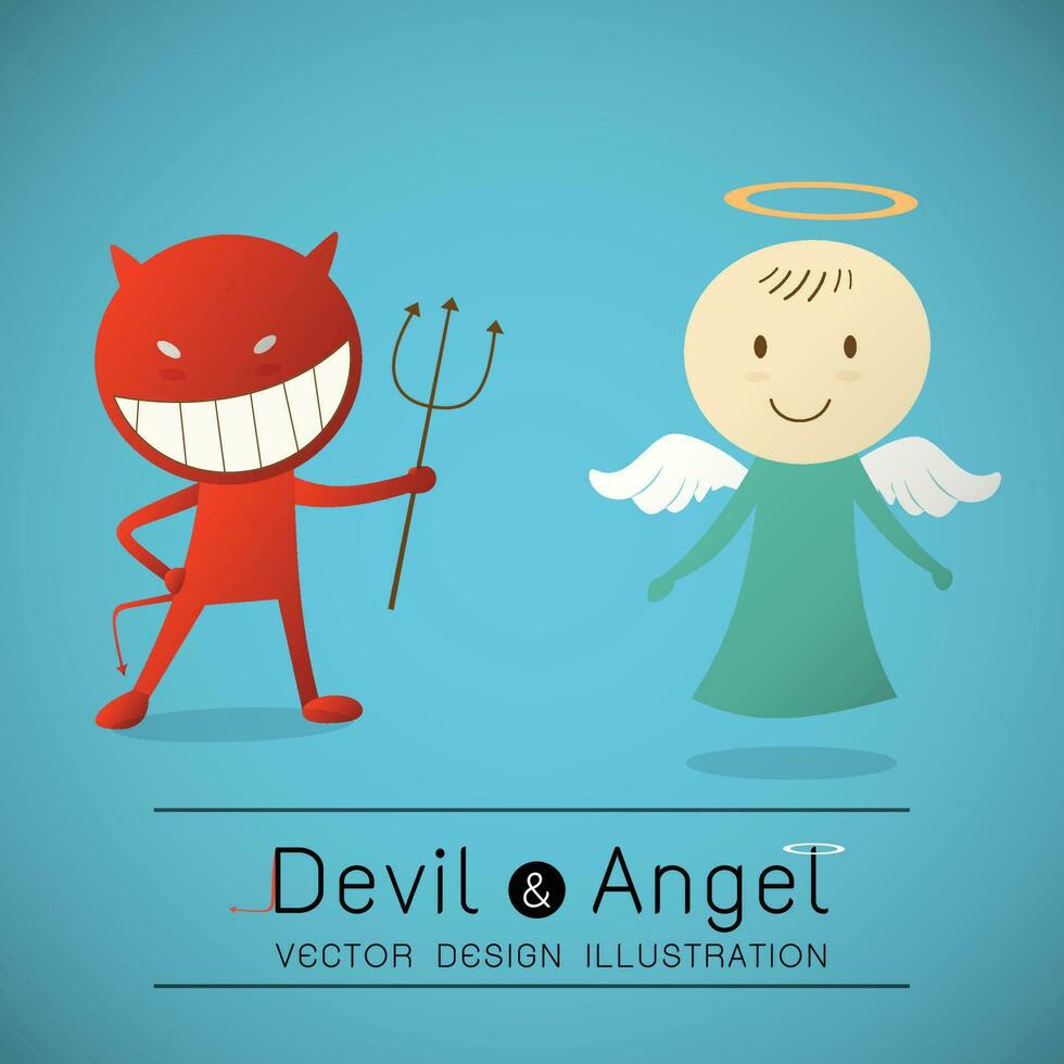 das rot Teufel und süß Engel vektor