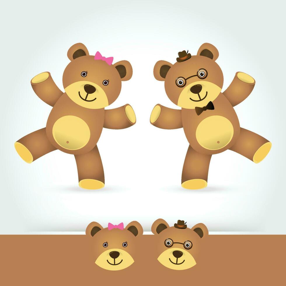 Paar Teddy Bär auf Weiß Hintergrund vektor
