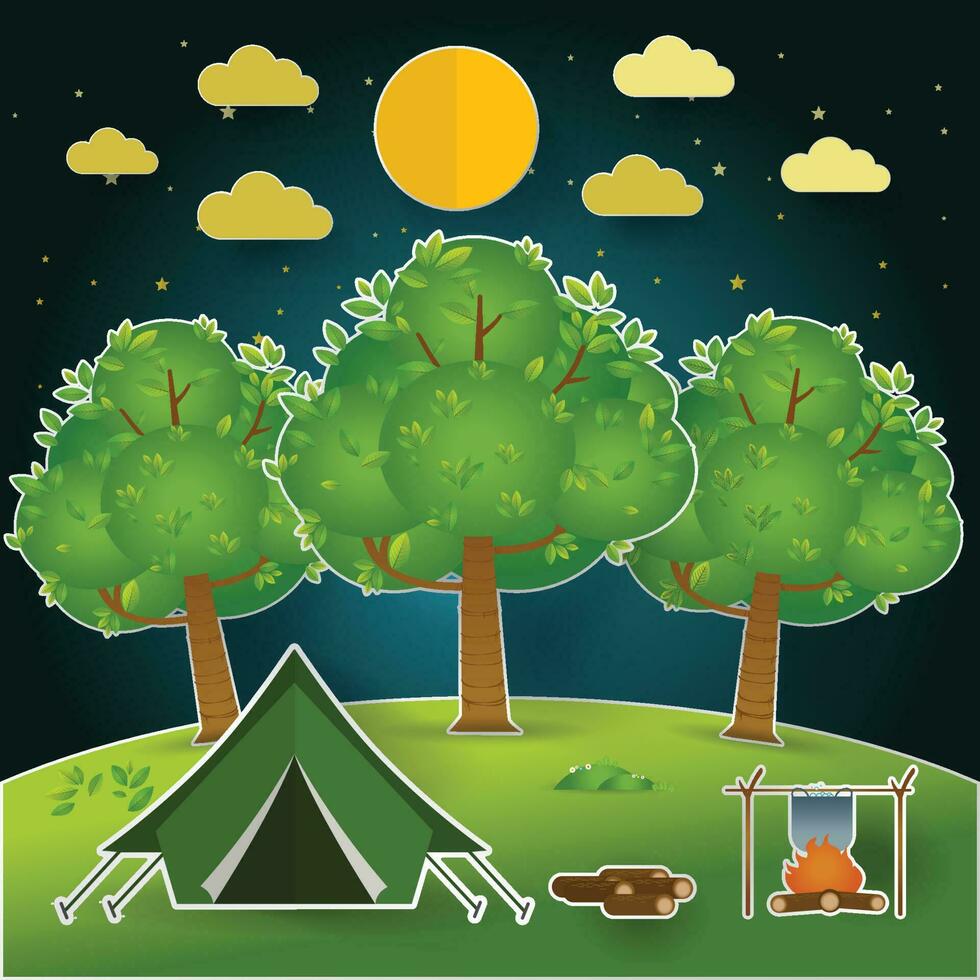 Landschaft.Wandern und Camping. Vektor-Illustration vektor