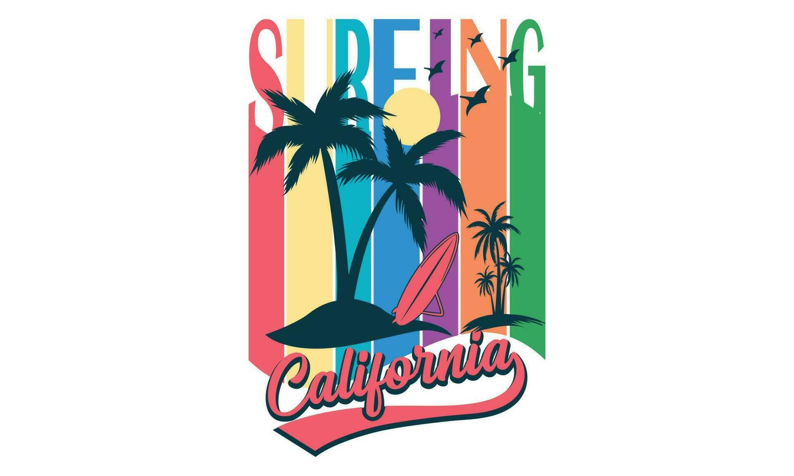 surfing kalifornien paradis strand skjorta vektor