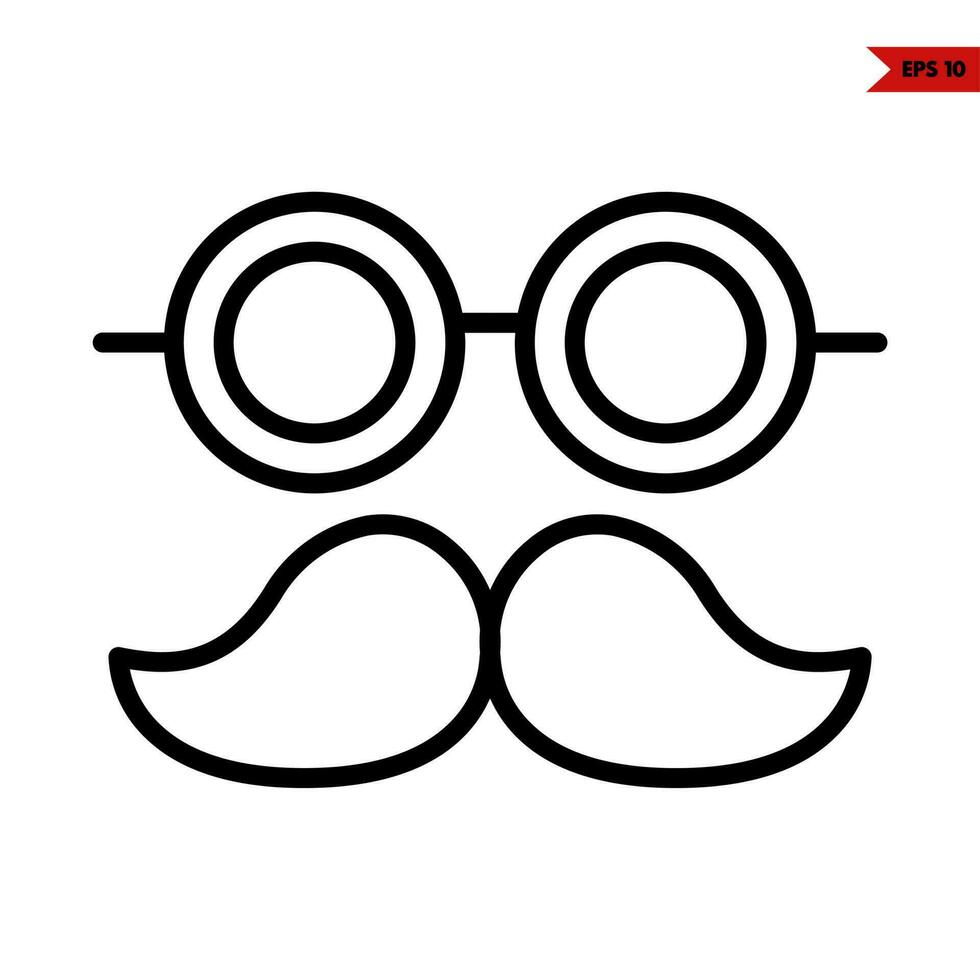 mustasch med glasögon linje ikon vektor