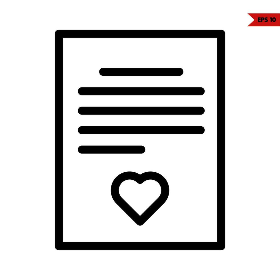 kärlek i papper dokumentera linje ikon vektor