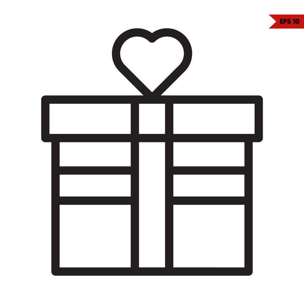 kärlek med gåva låda linje ikon vektor