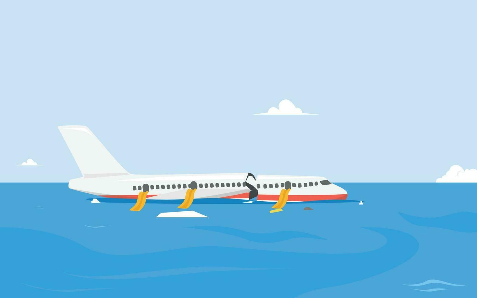 flygplan krascha in i de hav vektor illustration