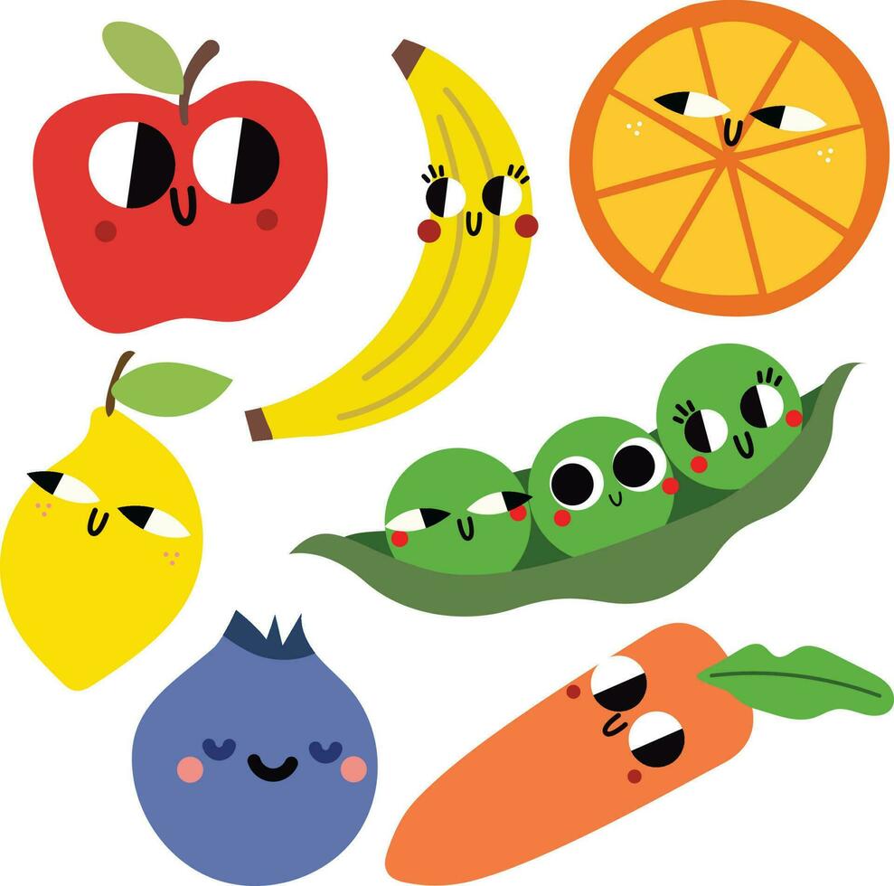 süß bunt Spaß Obst Emoji vektor