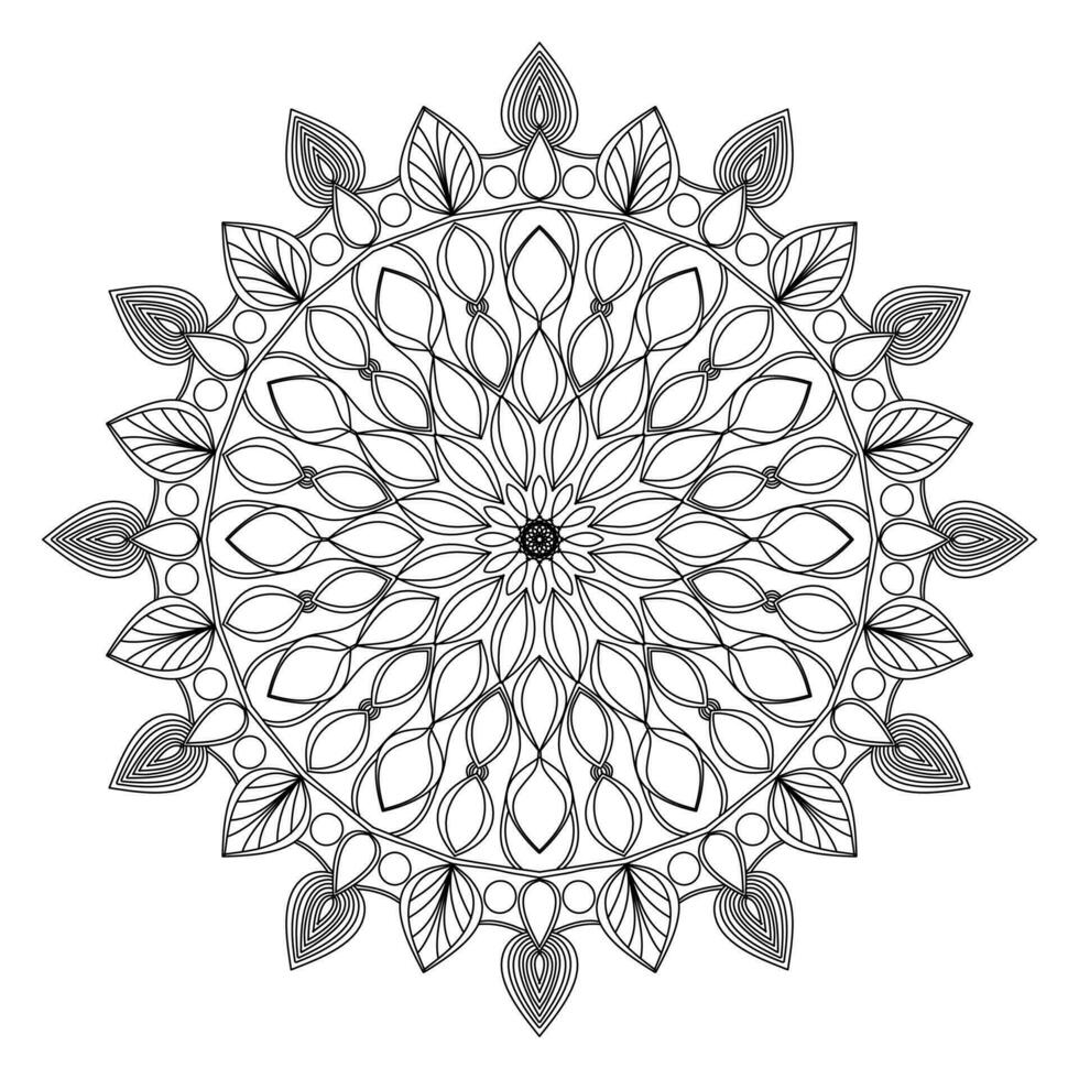 mandala för färg bok, runda prydnad, oregelbunden blommig form dekoration, orientalisk vektor, påfrestning terapi mönster, väva yoga vektor logotyp design element. vuxen mandala för färg