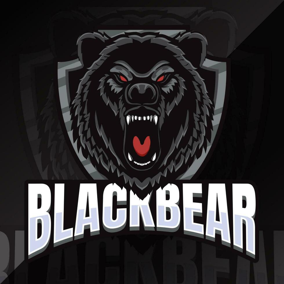 schwarz Bär Abzeichen Emblem Esport Logo vektor