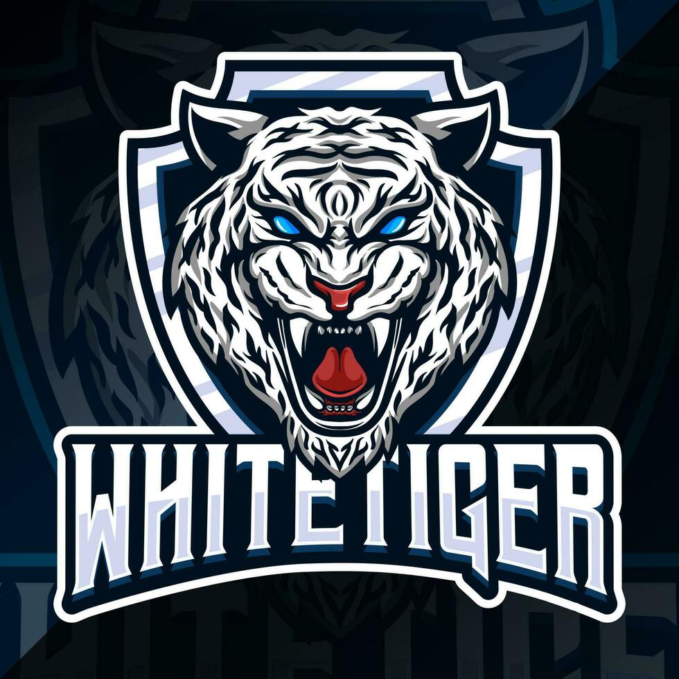 Weiß Tiger Abzeichen Emblem Esport Logo vektor