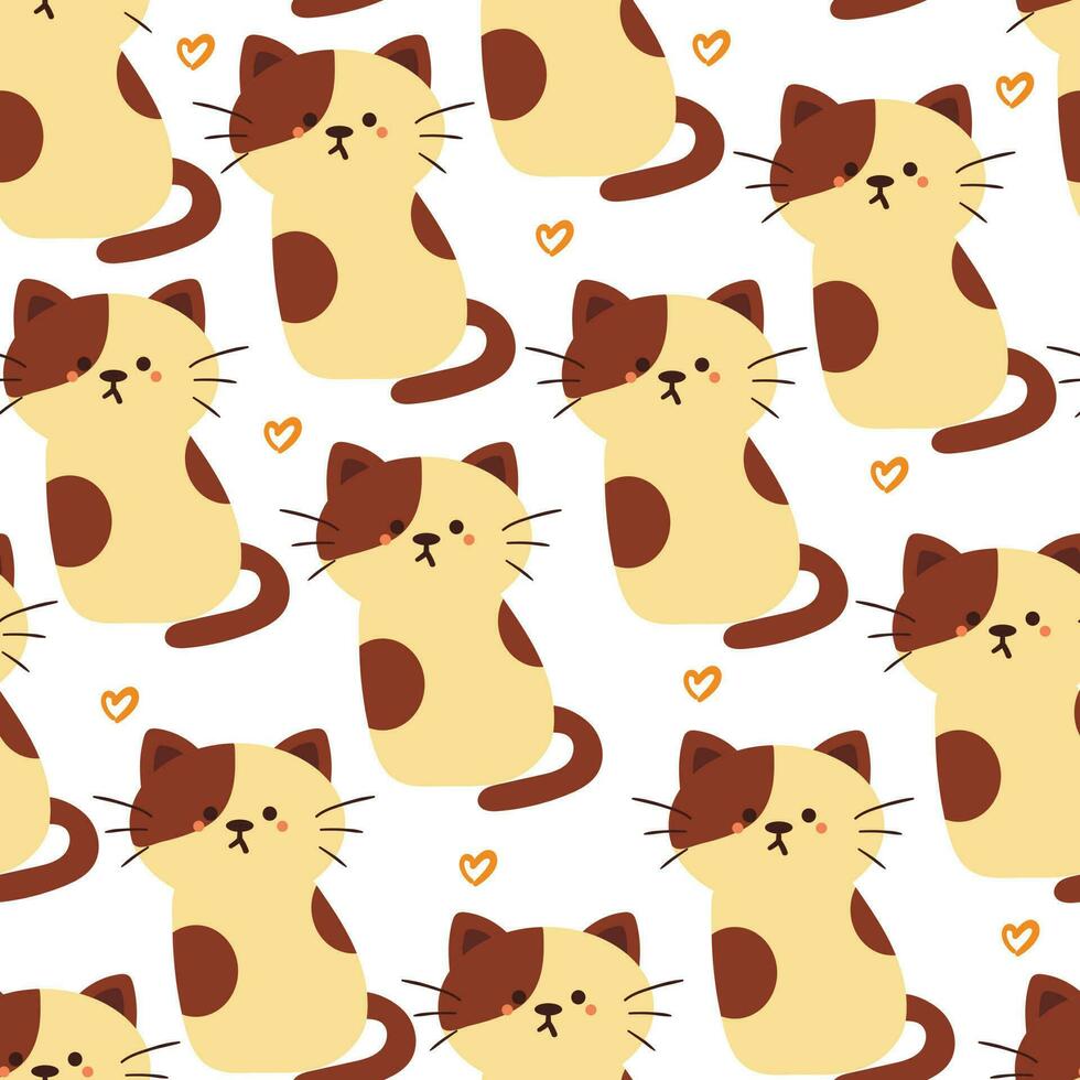 sömlös mönster tecknad serie katt. söt djur- tapet för textil, gåva slå in papper vektor