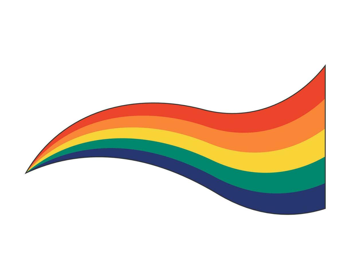 Regenbogen farbig Welle. lgbt und lgbtq Bewegung. Sexual- Minderheiten Symbol. Schwule und Lesben Toleranz. Homosexualität Stolz bunt Vektor eps Illustration. groovig Stil abstrakt Abzeichen