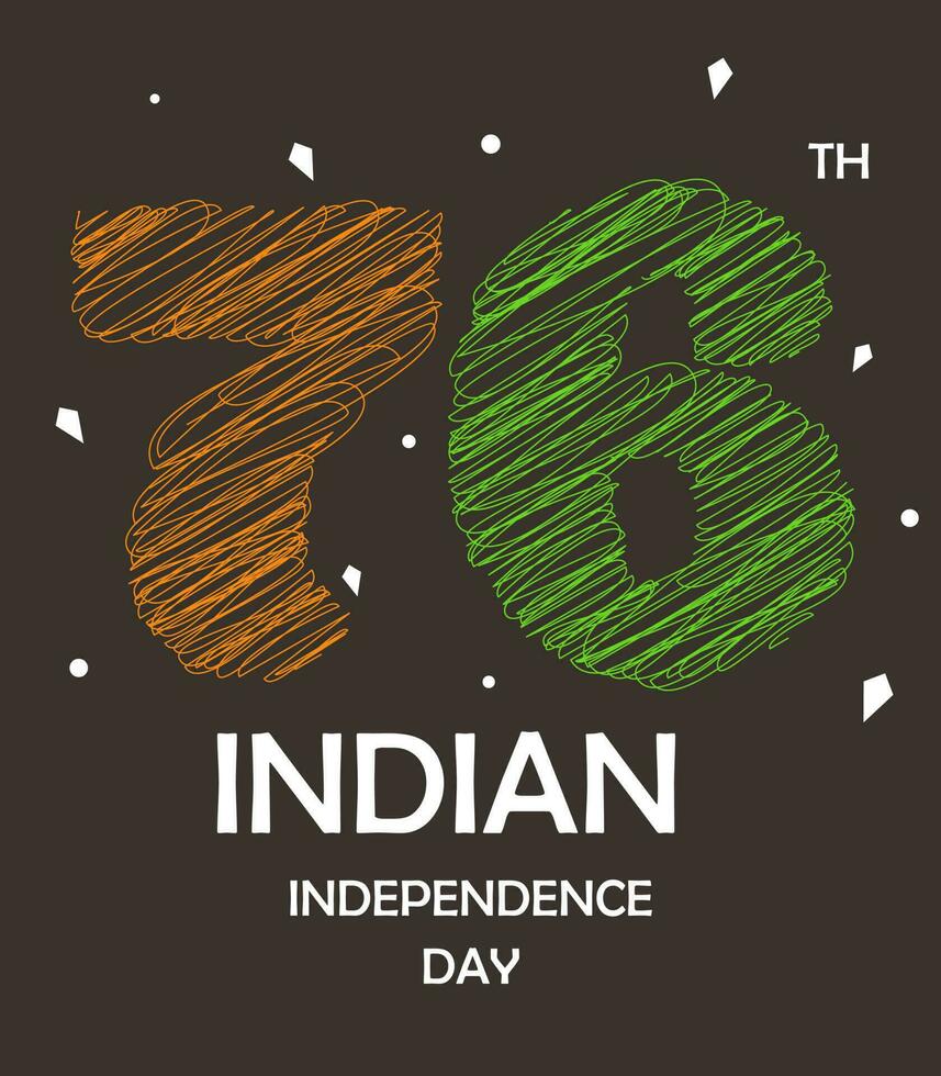 sjuttio sex 76 år av indisk oberoende dag vektor design