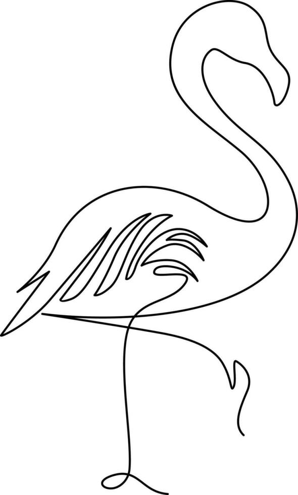 Gliederung schwarz Symbol von Flamingo vektor