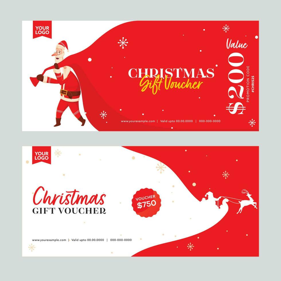 einstellen von Weihnachten Geschenk Gutschein Banner Layout mit Santa claus im rot und Weiß Farbe. vektor