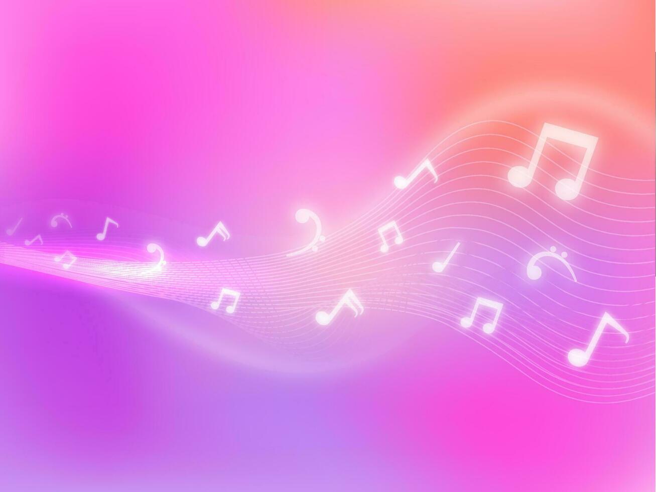 abstrakt Gradient wellig Hintergrund mit Licht bewirken Musik- Anmerkungen. vektor