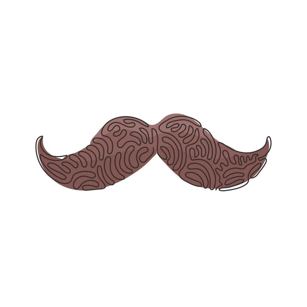 enda en rad ritning gamla stil mustascher. vuxen man mustascher. mustasch vintage ansiktsbehandling. symbol för fars dag. swirl curl stil. modern kontinuerlig linje rita design grafisk vektorillustration vektor