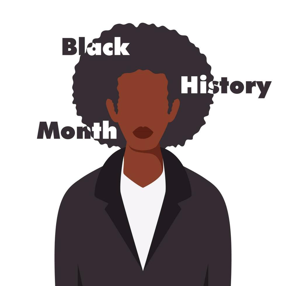 schwarz Geschichte Monat Konzept mit gesichtslos afro Frau auf Weiß Hintergrund. vektor
