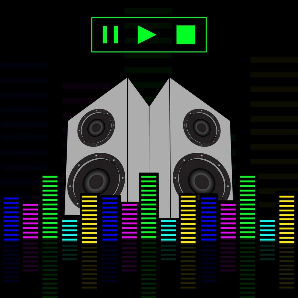 Musik- Equalizer Hintergrund mit Klang Lautsprecher. vektor