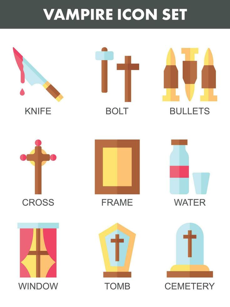 bunt Vampir Symbol einstellen im eben Stil. vektor
