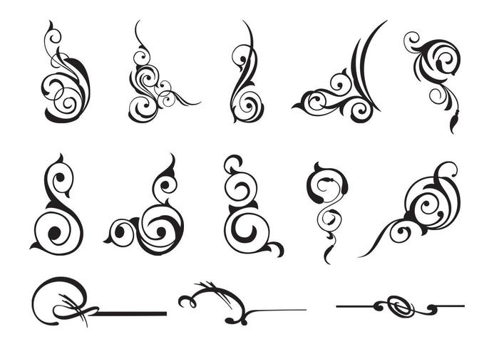 13 Scroll-Swirly-Vektoren vektor