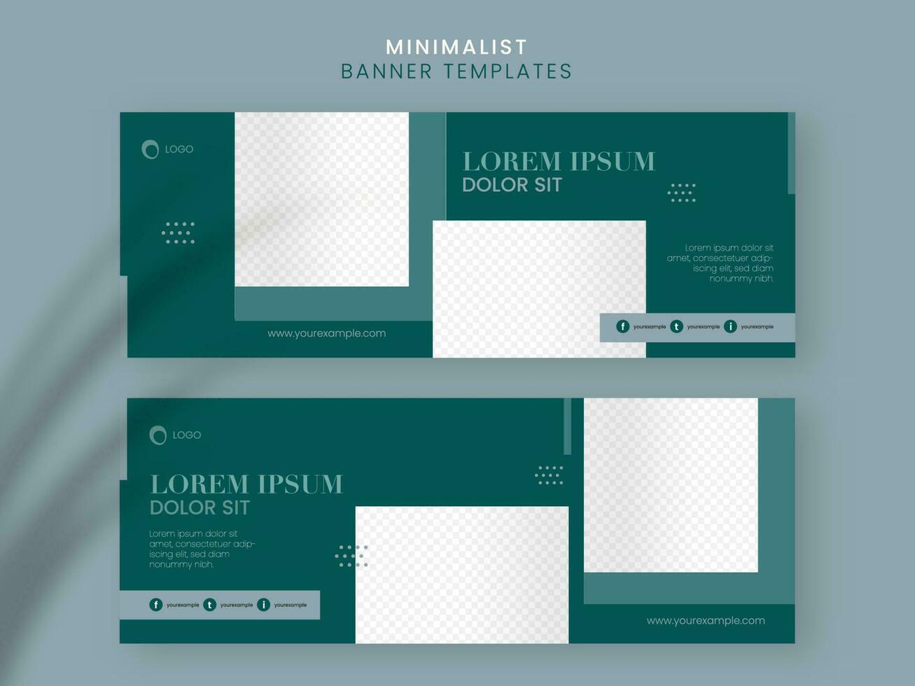 uppsättning av minimalistisk social media baner, mall design med kopia Plats i grön och vit Färg. vektor