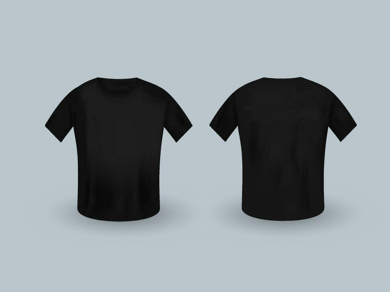 schwarz kurz Ärmel realistisch T-Shirt Attrappe, Lehrmodell, Simulation auf grau Hintergrund. vektor