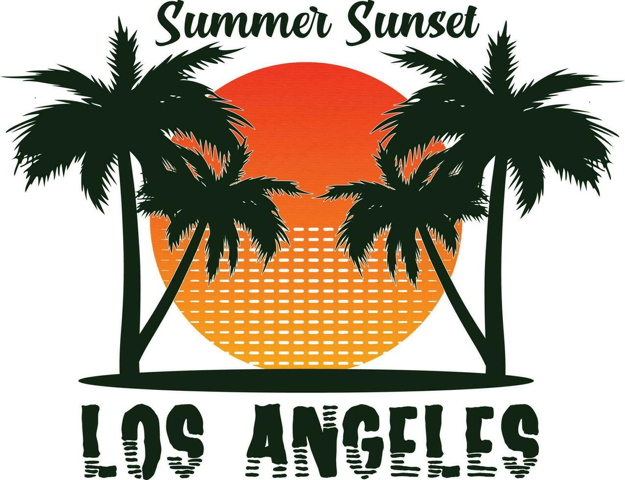 sommar solnedgång los angeles t-shirt design vektor