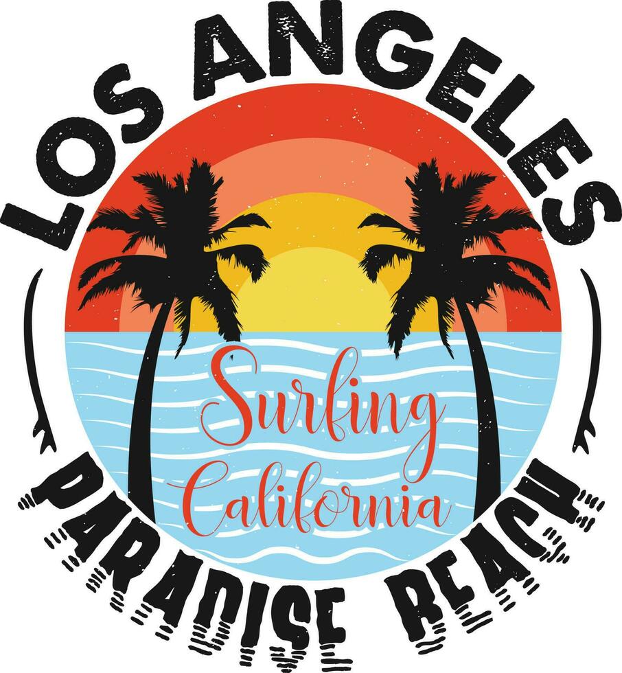 los angeles surfing kalifornien paradis strand t-shirt design vektor illustration