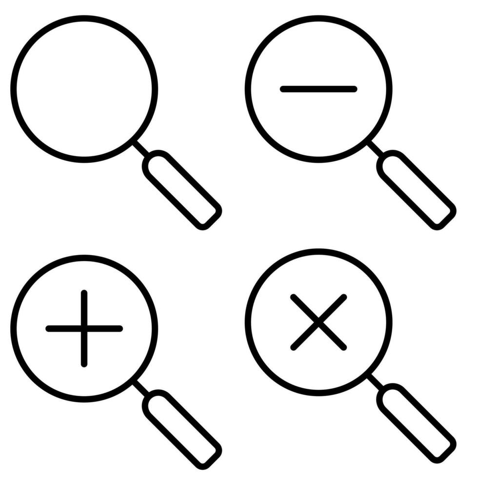 Suche Symbol Vektor Satz. erhöhen, ansteigen Illustration Zeichen Sammlung. Lupe Symbol.