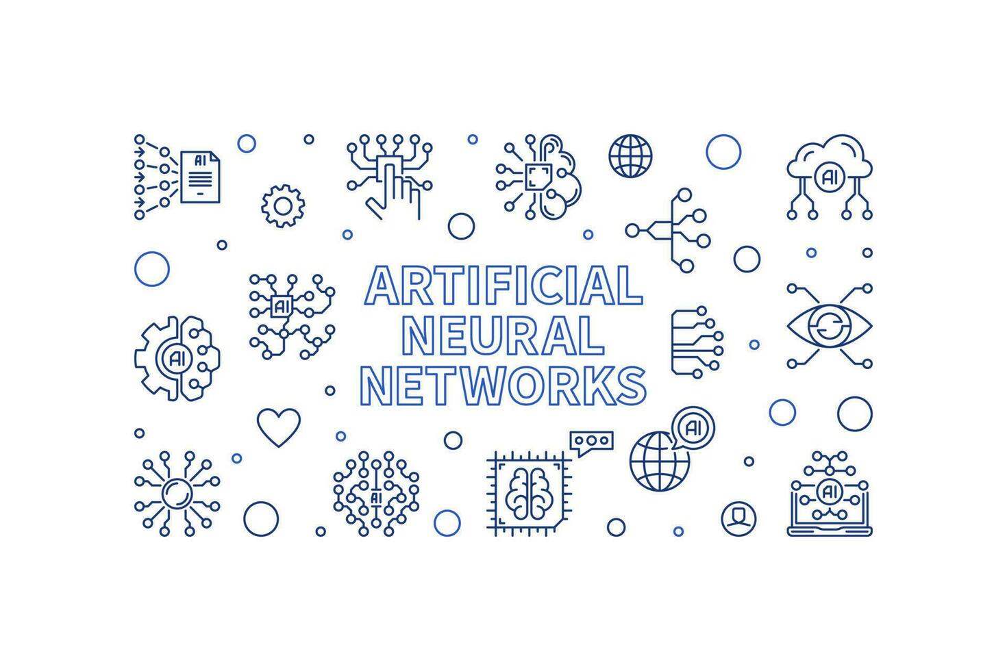 künstlich neural Netzwerke Linie horizontal minimal Banner. Vektor ai Netzwerke Illustration