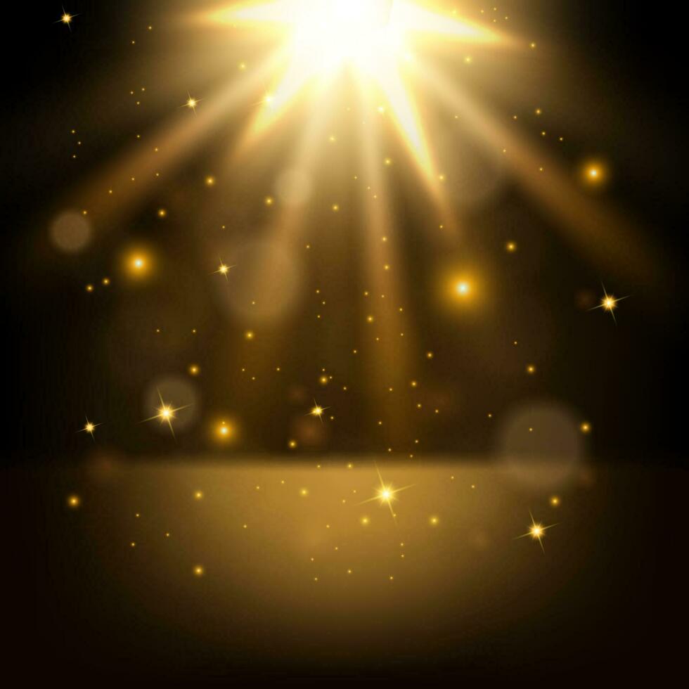 gyllene ljus lysande bakgrund, vektor illustration