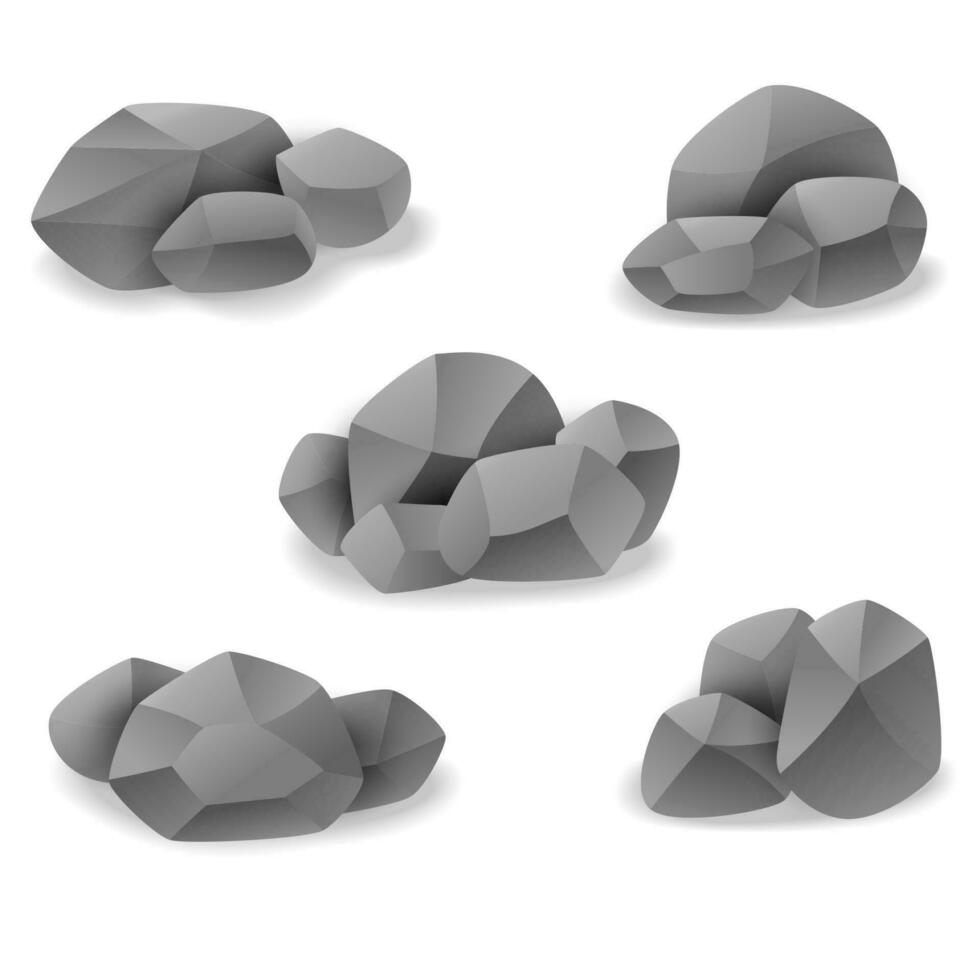 sten och sten konst set, vektor illustration