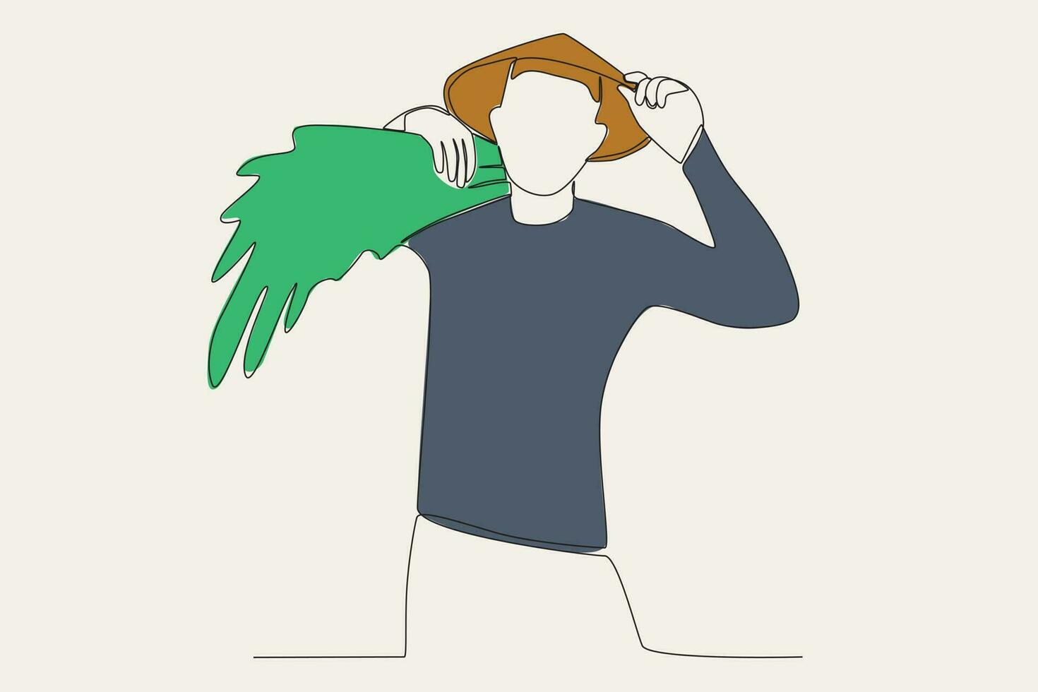 Farbe Illustration von ein Mann Tragen Pflanzen auf seine Schultern vektor