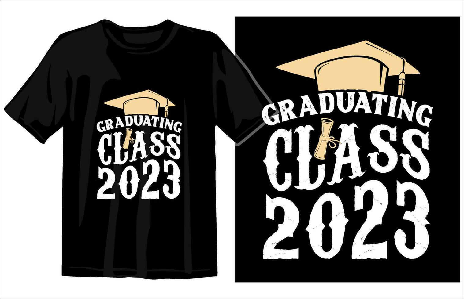 gradering årgång t-shirt design vektor, Grattis examinerade klass av 2023 vektor