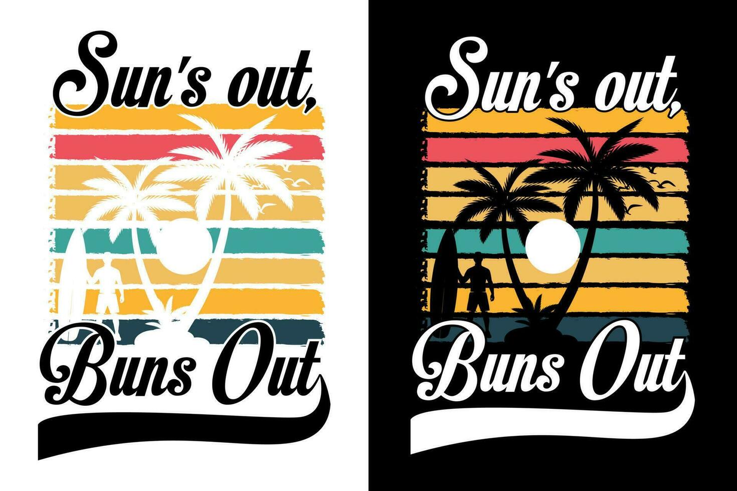 sommar t-shirt design bunt, sommar strand semester t-shirts, sommar surfing t-shirt vektor design