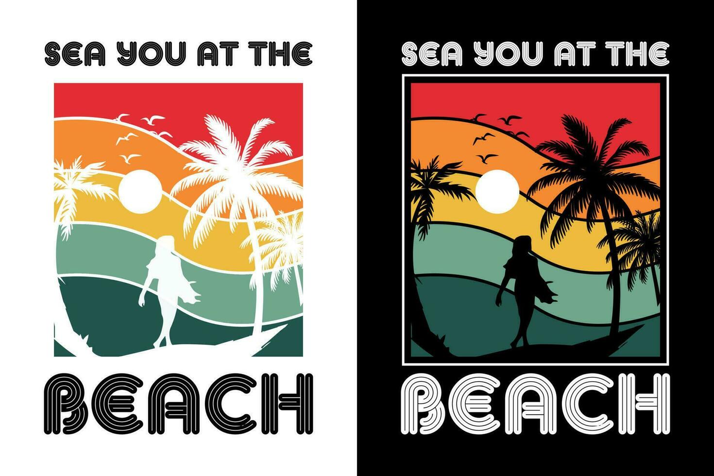 Sommer- T-Shirt Design bündeln, Sommer- Strand Ferien T-Shirts, Sommer- Surfen T-Shirt Vektor Design