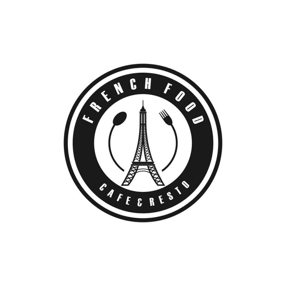 resto und Cafe Logo mit Eiffel Design Grafik vektor