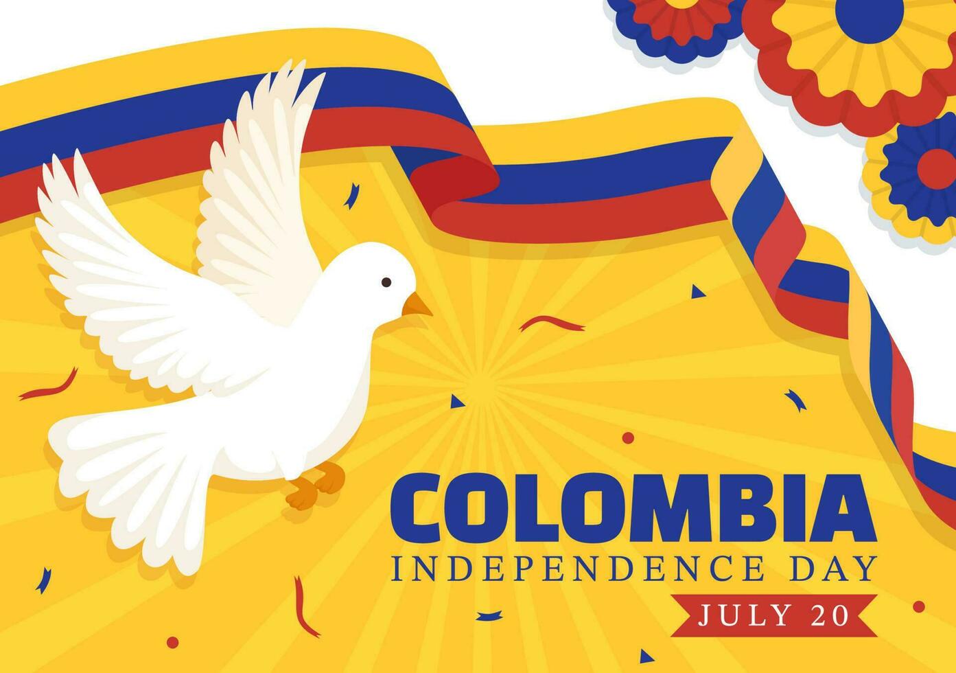 colombia oberoende dag vektor illustration med vinka flagga i nationell Semester firande platt tecknad serie hand dragen landning sida mallar