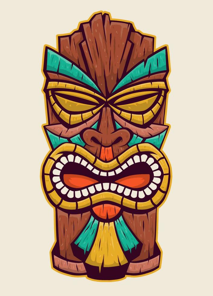 tiki mask i hand dragen stil vektor