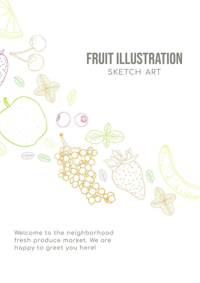 Obst skizzieren Kunst Illustration Poster Vorlage vektor