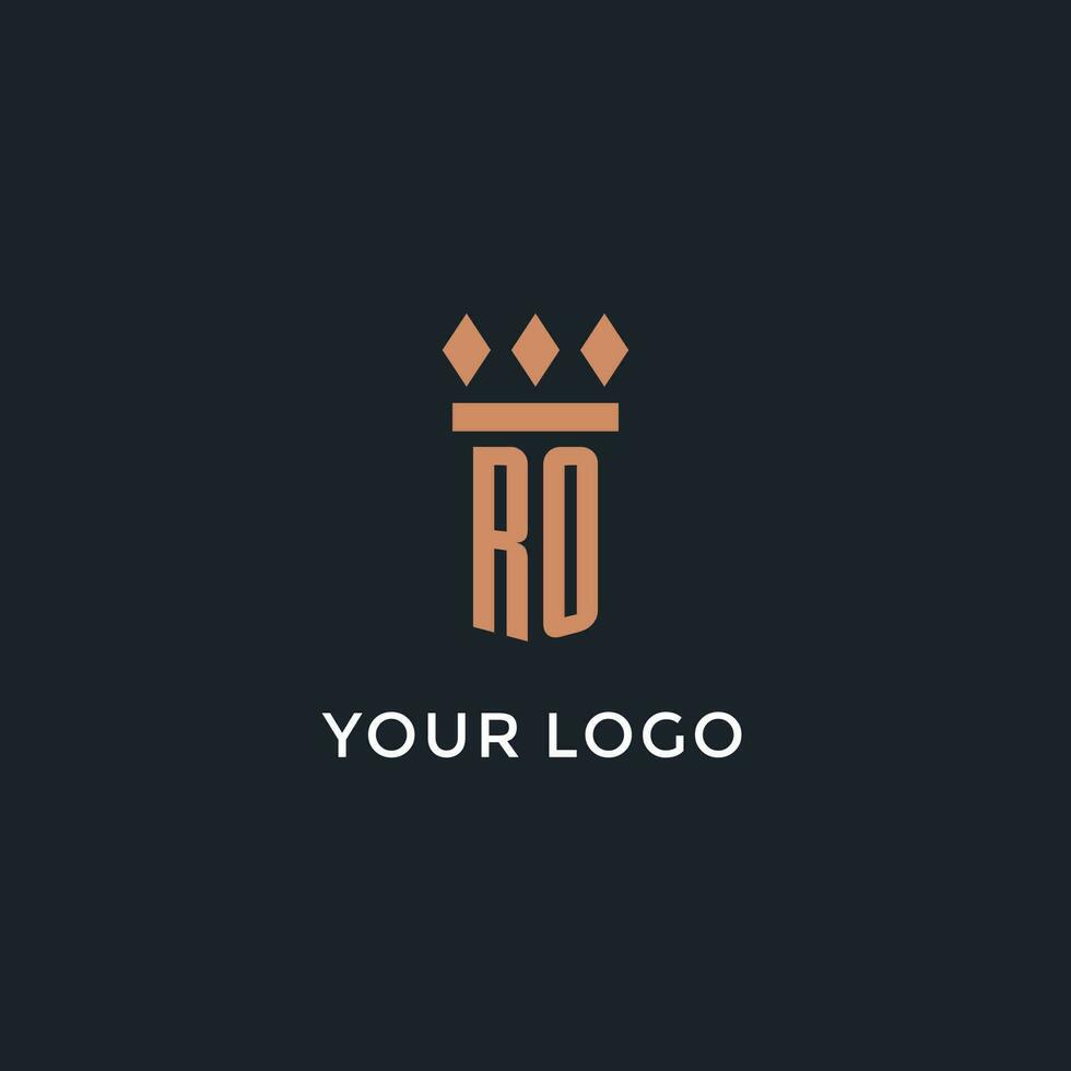 ro Logo Initiale mit Säule Symbol Design, Luxus Monogramm Stil Logo zum Gesetz Feste und Rechtsanwalt vektor