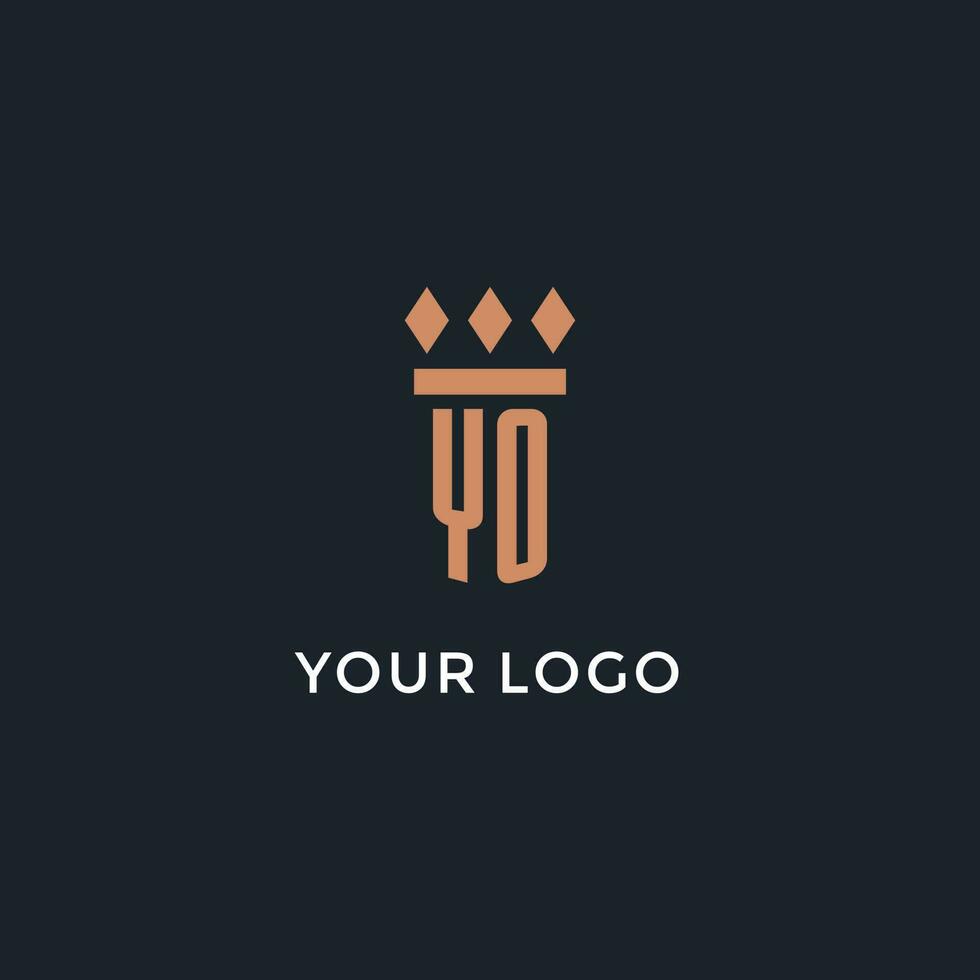 yo Logo Initiale mit Säule Symbol Design, Luxus Monogramm Stil Logo zum Gesetz Feste und Rechtsanwalt vektor