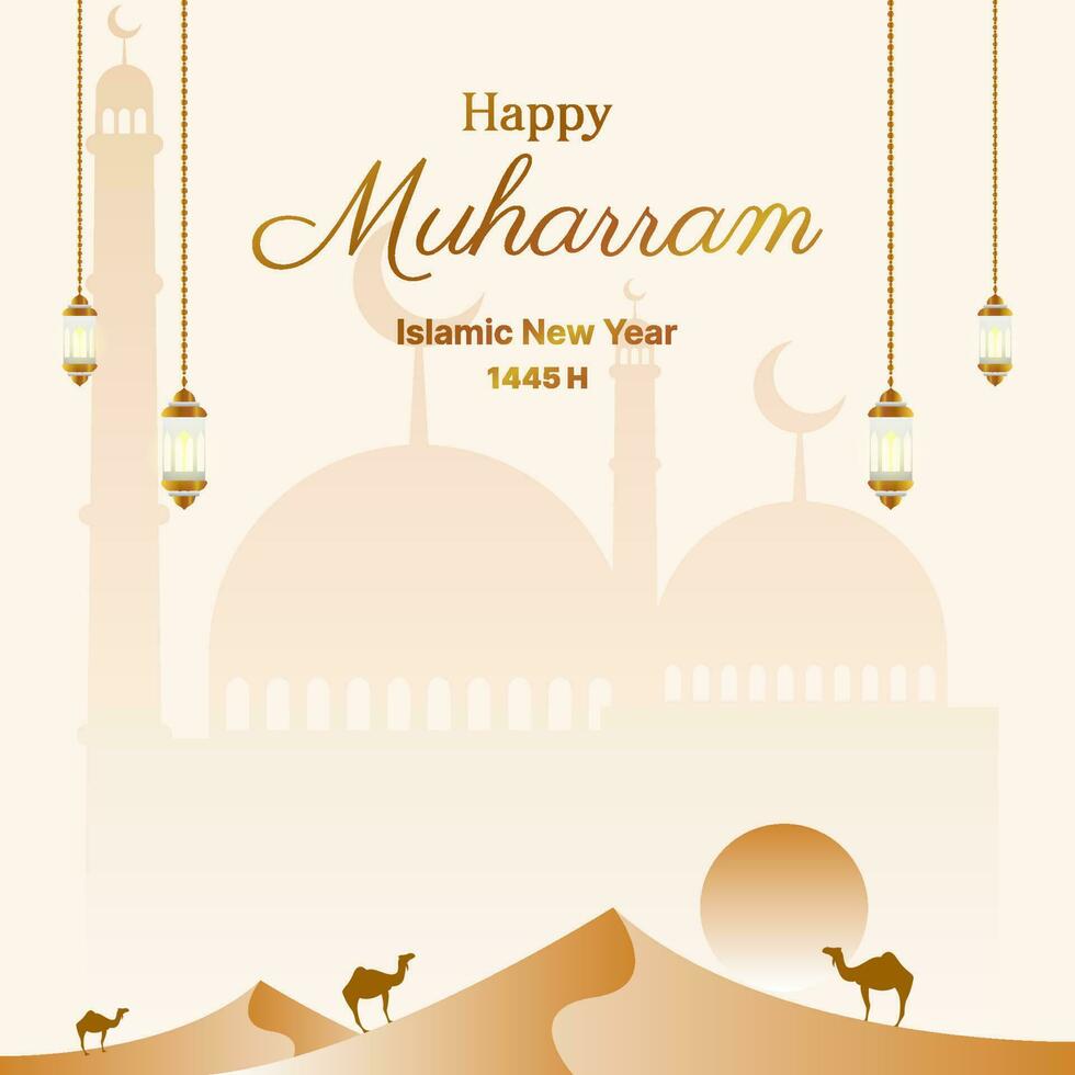 Lycklig islamic ny år bakgrund. Muharram kort vektor design
