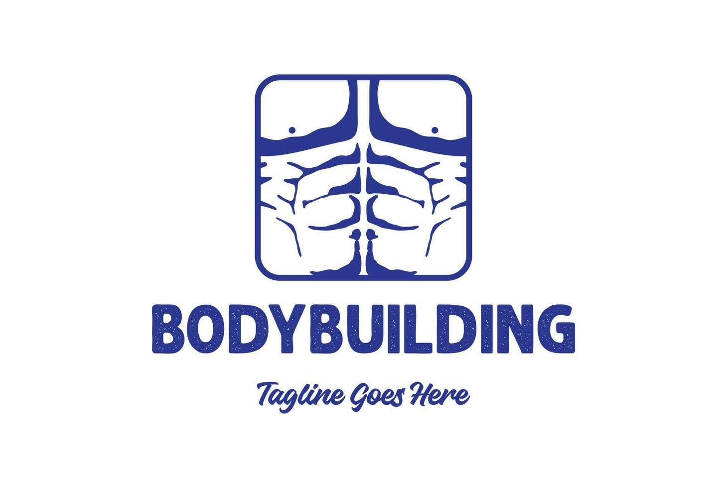 årgång retro fyrkant sex packa mage för korsa passa Gym bodybuilding kondition sport logotyp vektor